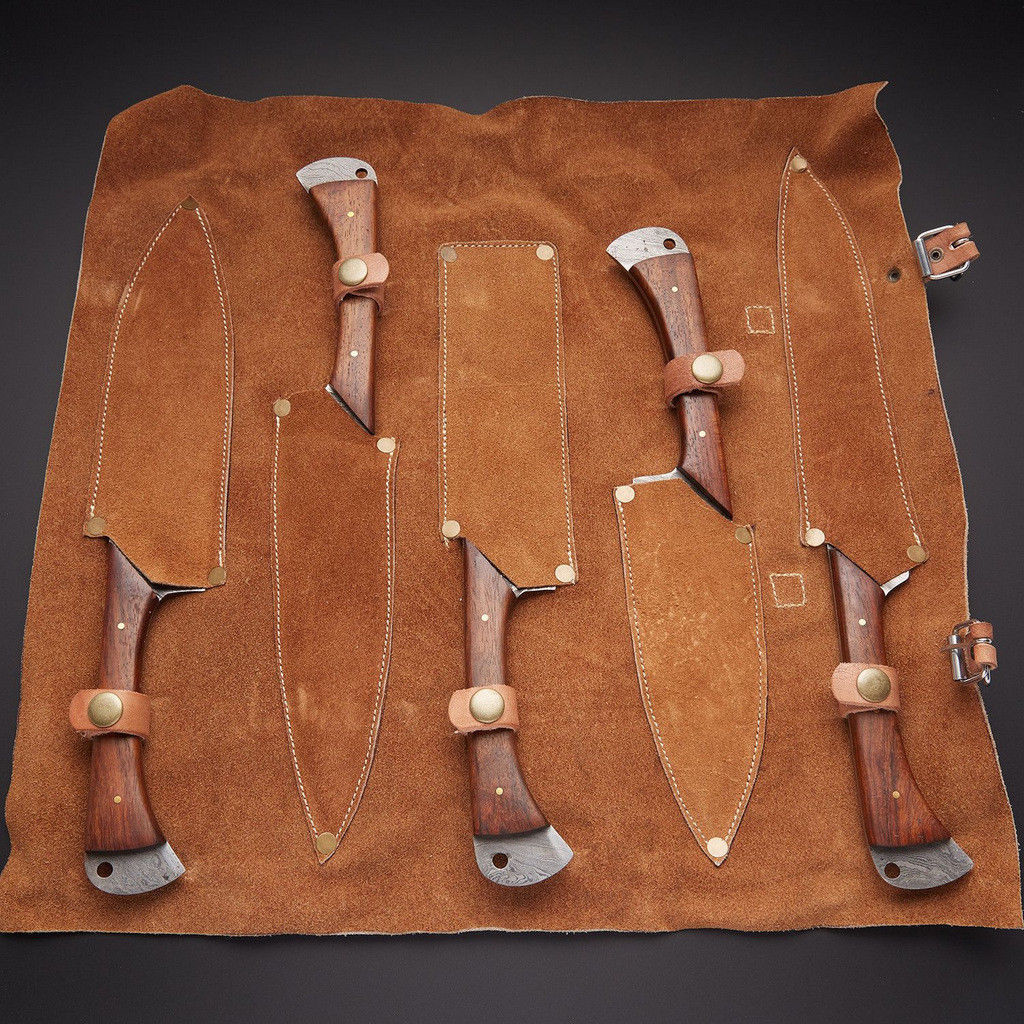 Brown wooden kitchen knives